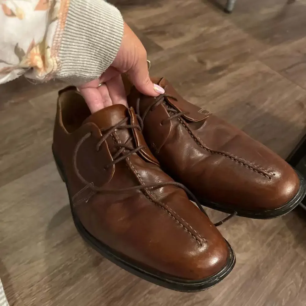 Cole Haan Beckett Brown Leather Split Toe Lace-Up Dress Oxfords